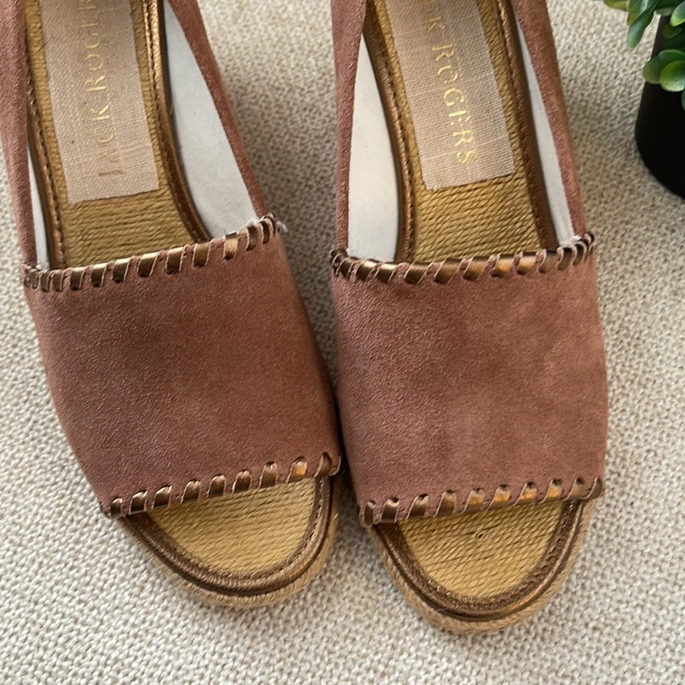 Jack Rogers Brown Palmer Wedges women’s 6.5
